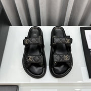 dad sandals black patent interwoven leather cc