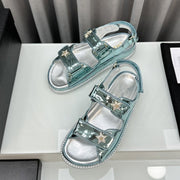 dad sandals cloud blue metalic lambskin