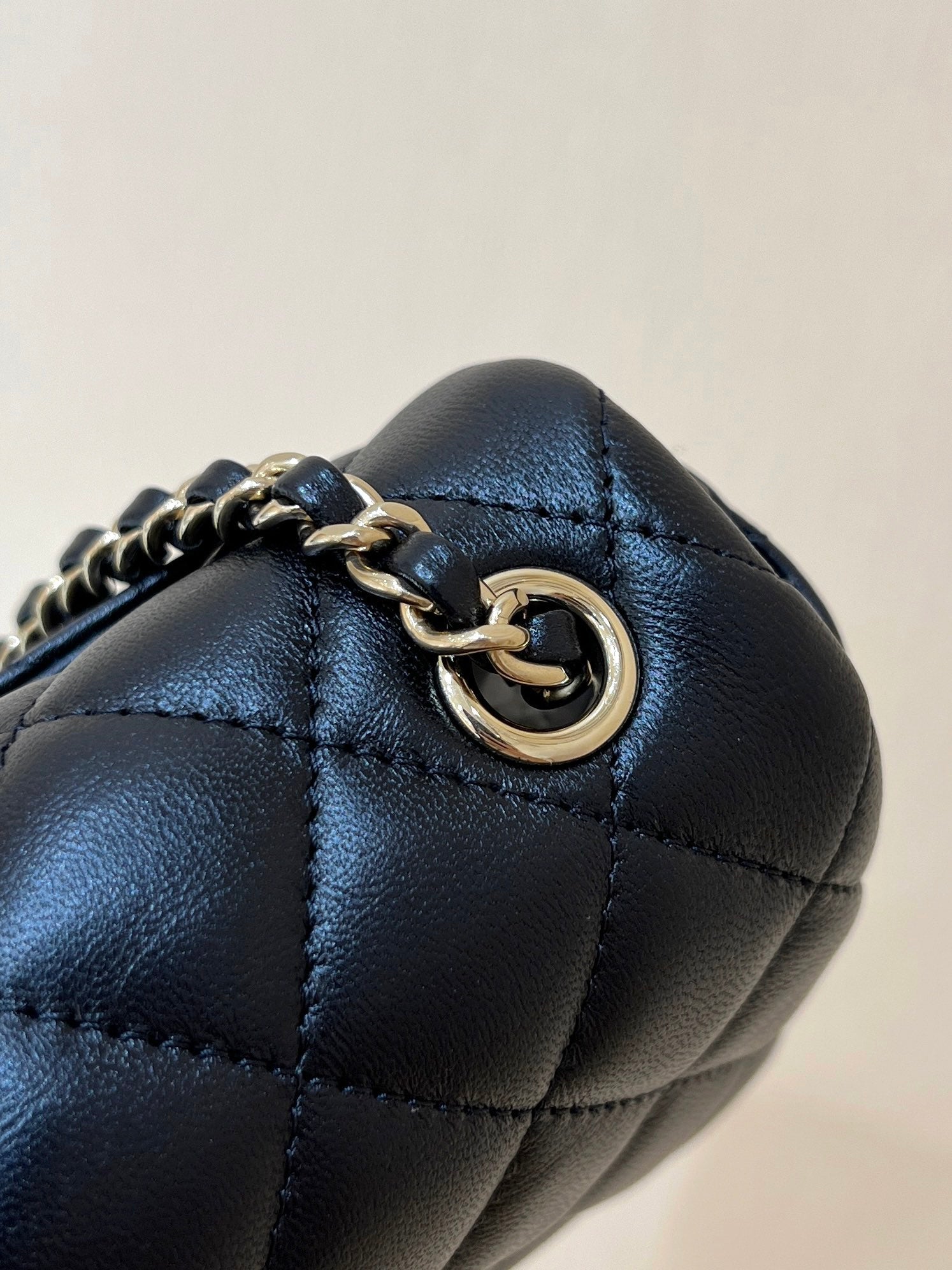 CC 24K Mini Flap Bag 18cm Black Lambskin Light Gold Hardware