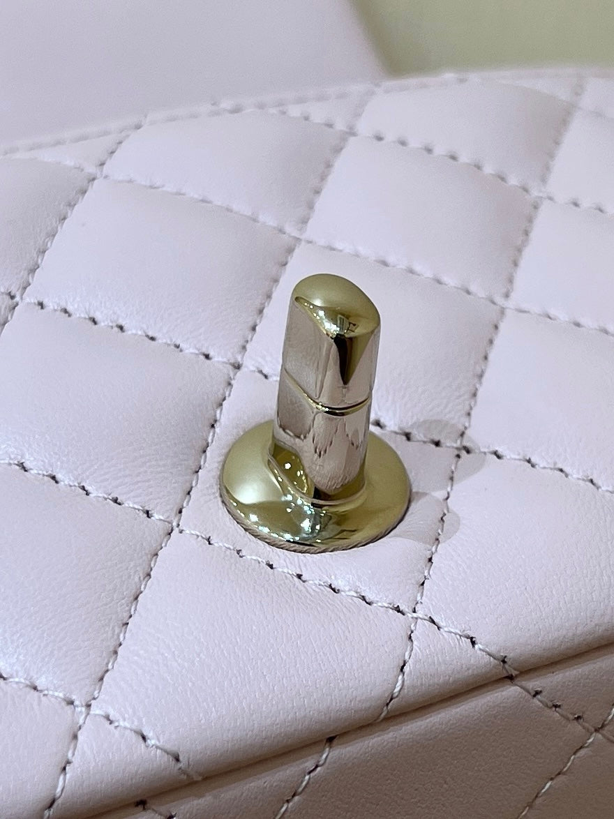 CC 24K Mini Flap Bag 18cm Light Pink Lambskin Gold Hardware