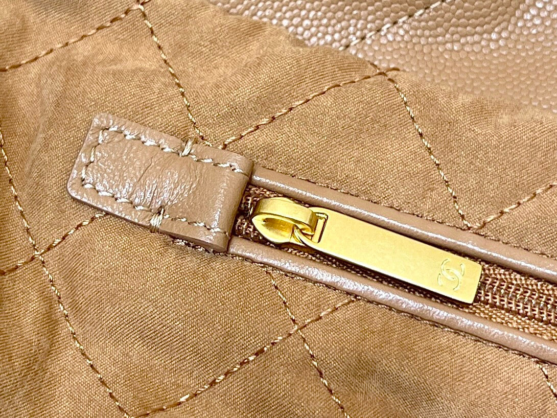 CC 24K Hobo 22 Bag Brown Grained Calfskin