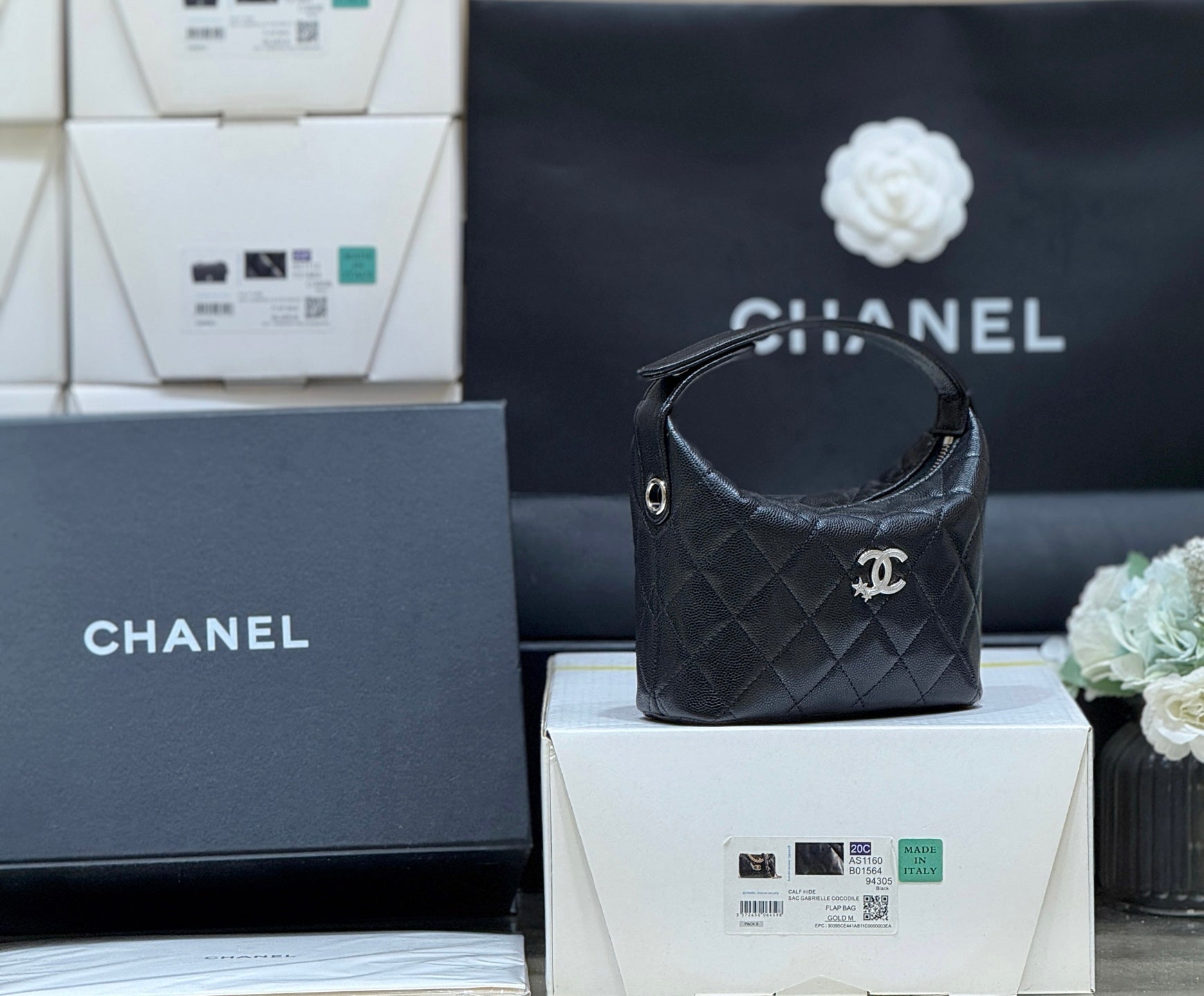 CC 2025 Bento Box Bag Black Calfskin 346313