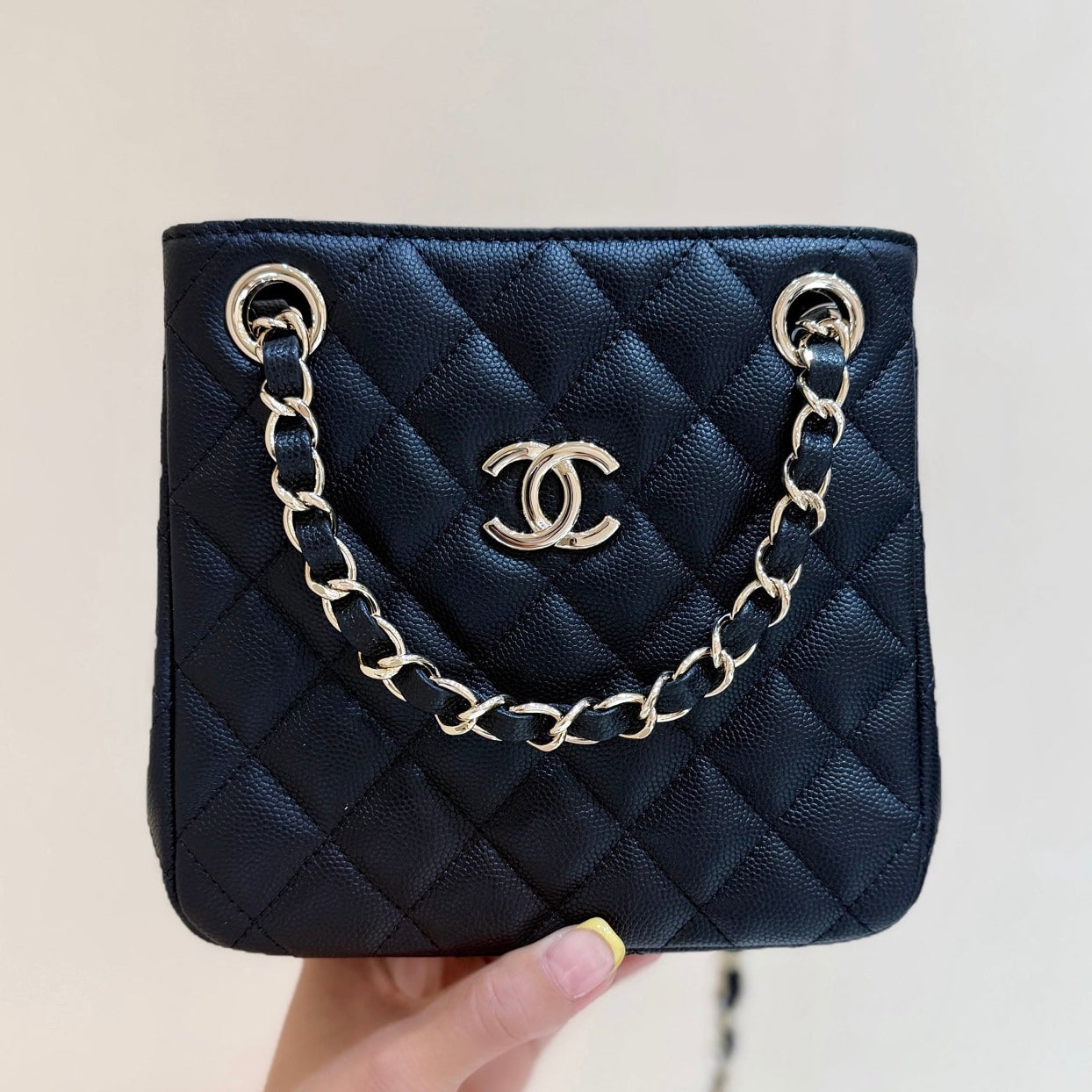 CC 2025 Mini Tote Bag Black Calfskin 346305