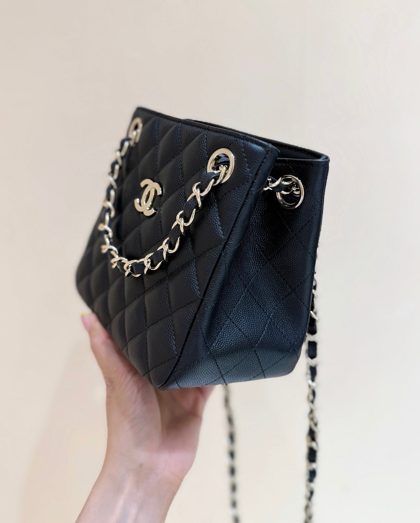 CC 2025 Mini Tote Bag Black Calfskin 346305