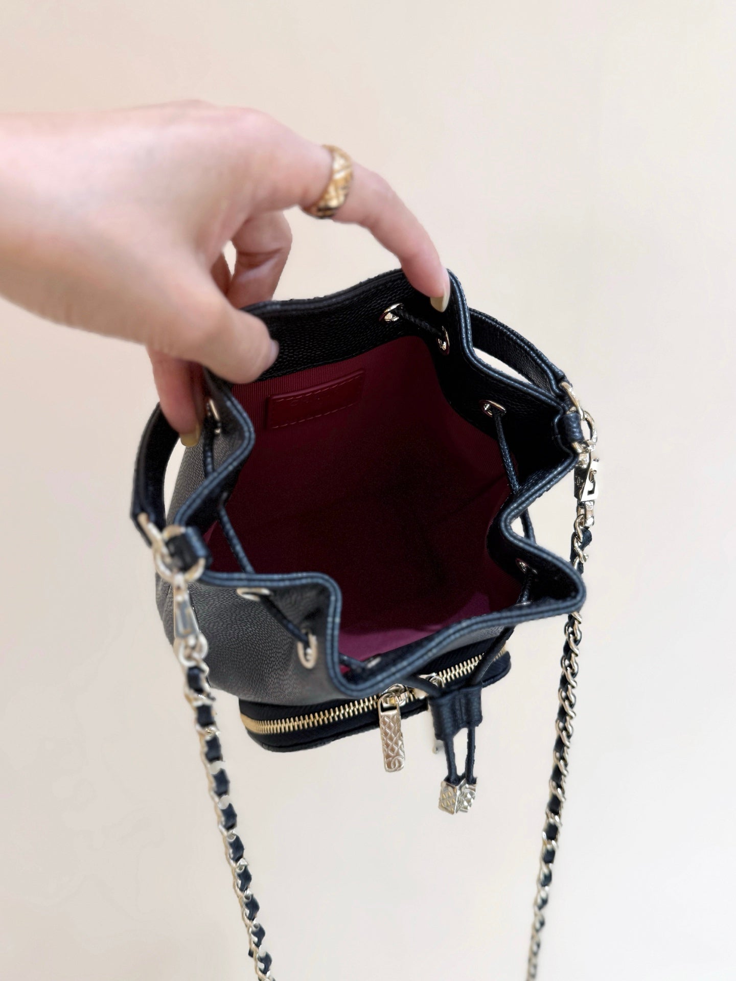 Chanel 2025 Mini Bucket Bag 15cm Black Calfskin 343052