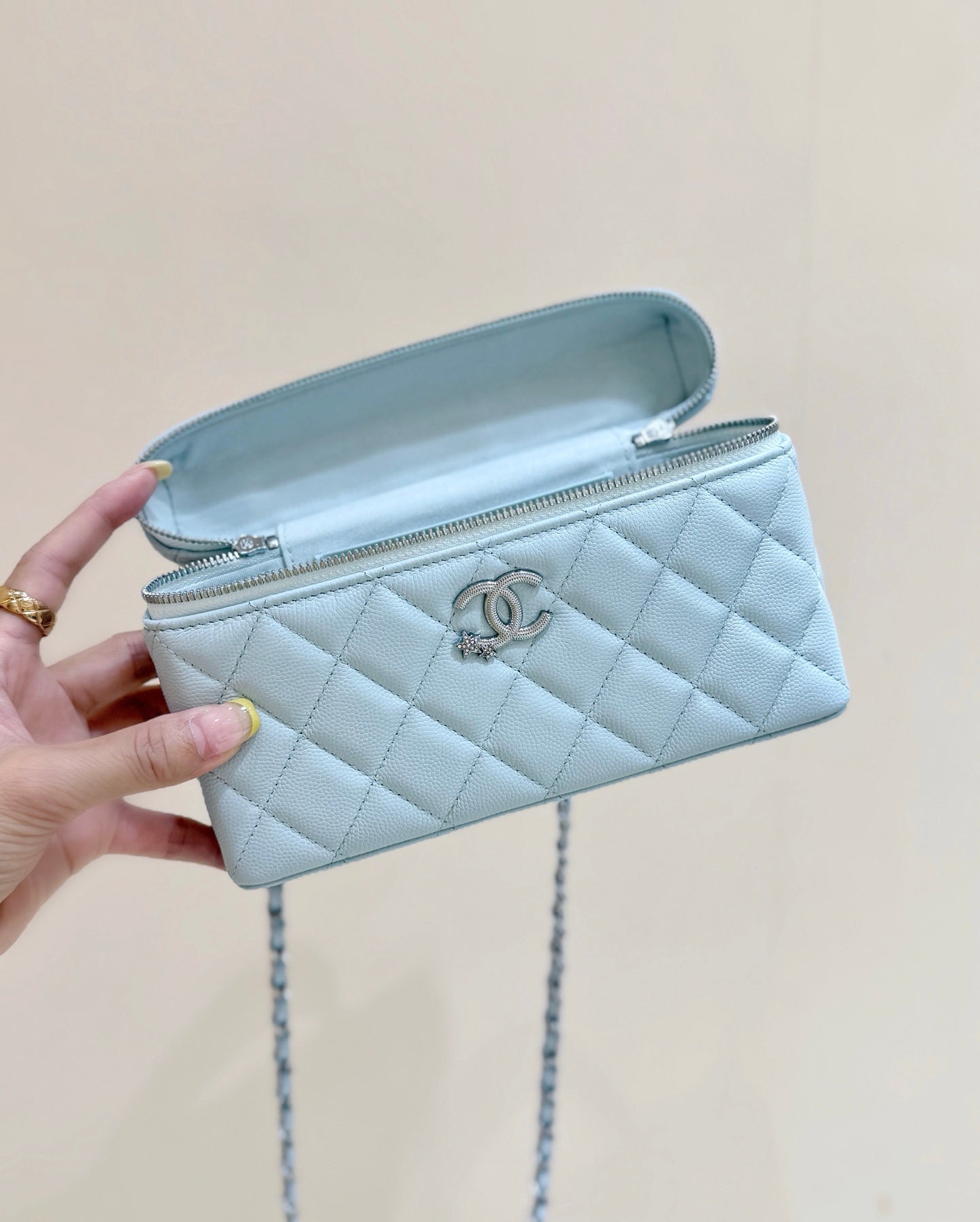 Chanel 2025 Vanity Bag 19cm Blue Calfskin 343088