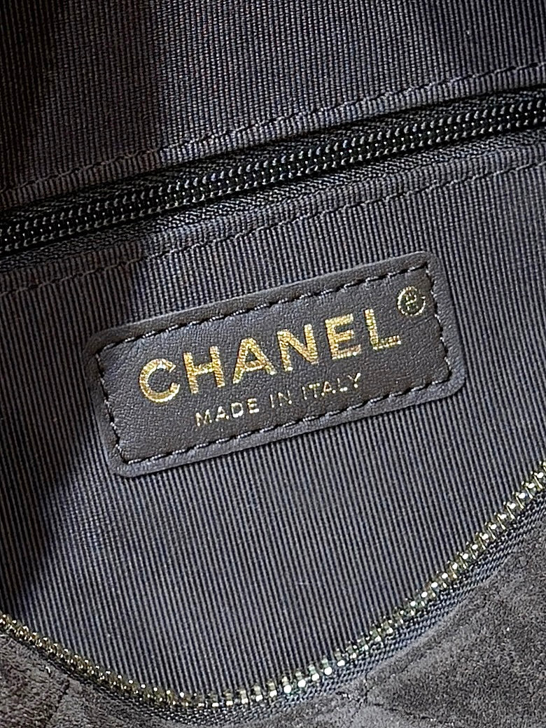 Chanel 2025 Bowling Bag 24cm Dark Brown Suede 345137
