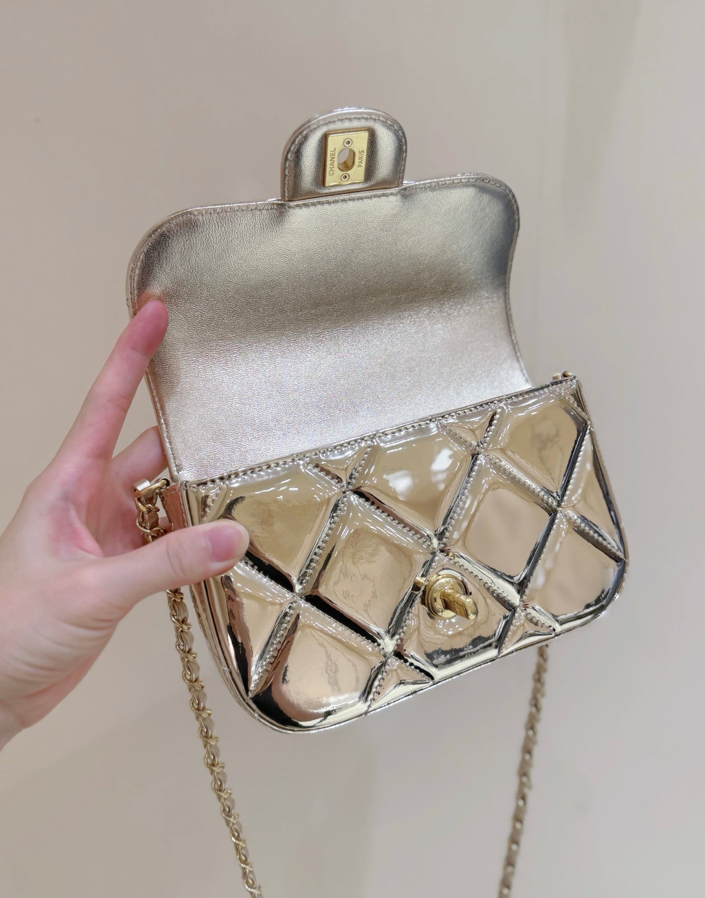 Chanel 2025 Bag Gold Shine Calfskin 345976