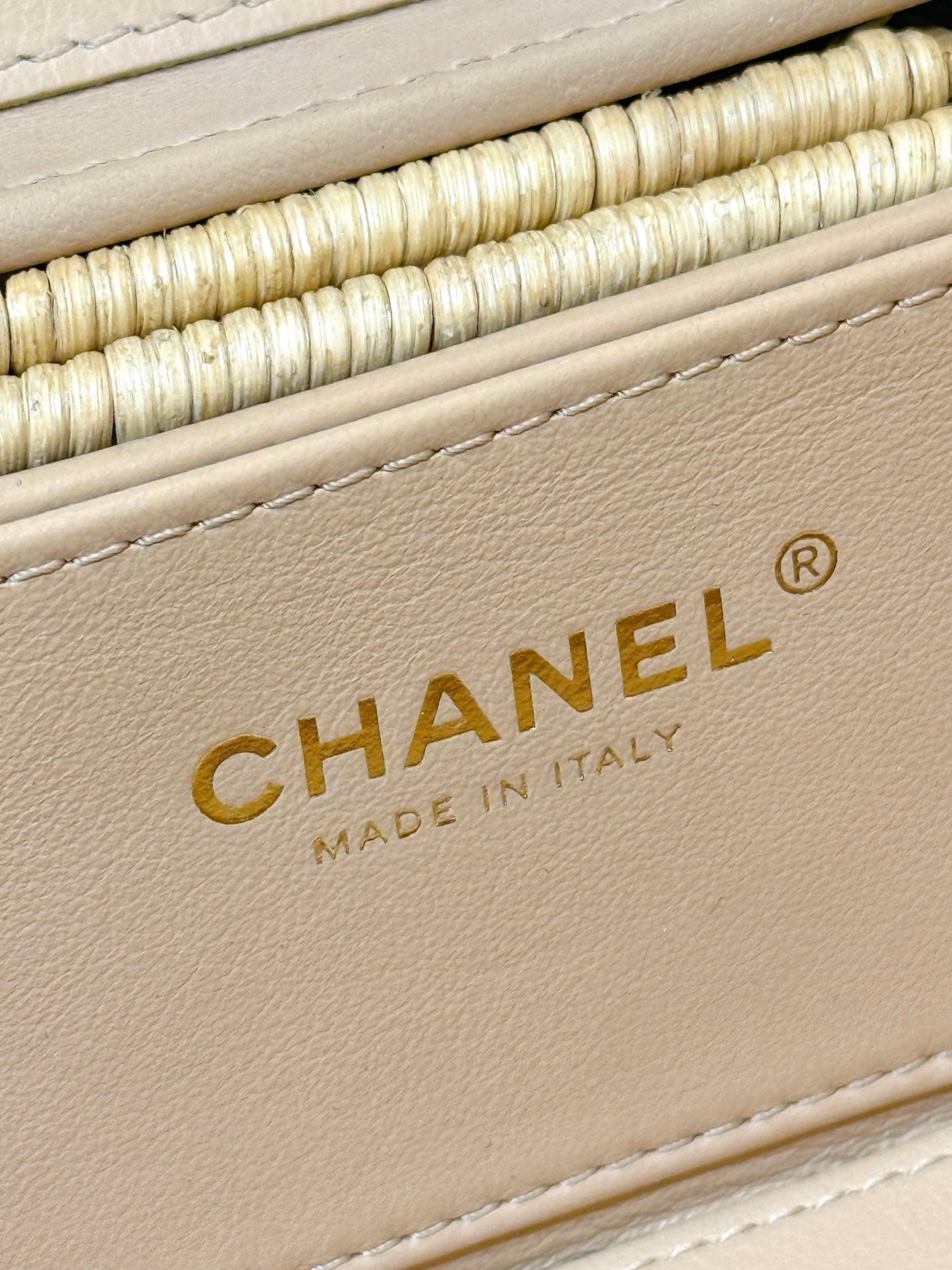 Chanel 2026 Vanity Case Beige Braided Rattan and Gold-Tone Metal