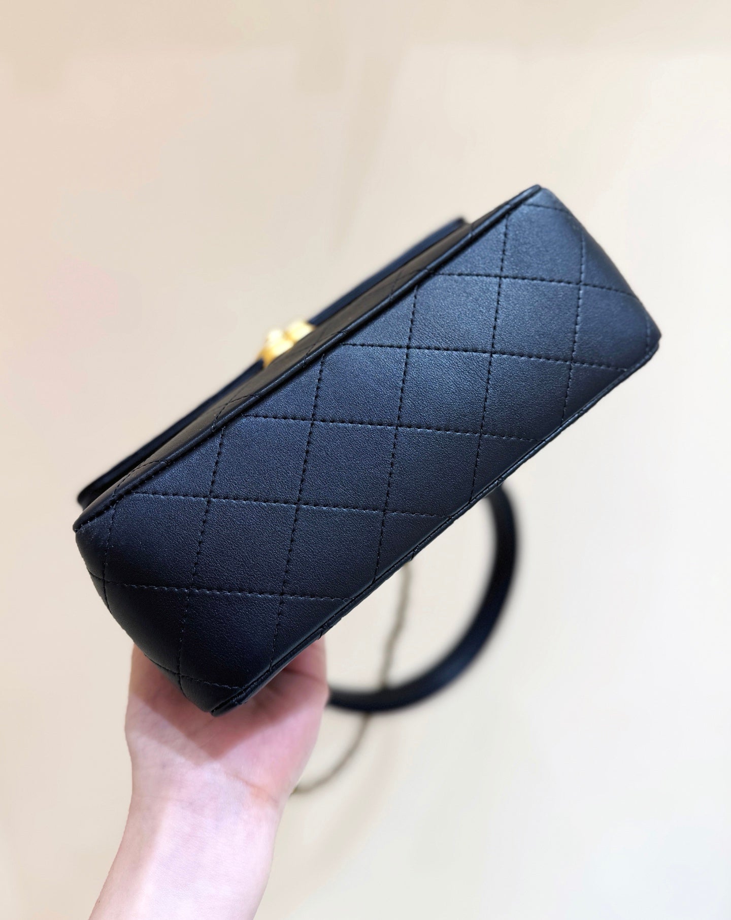Chanel 2026 Double Straps Bag 22.5cm Black Lambskin