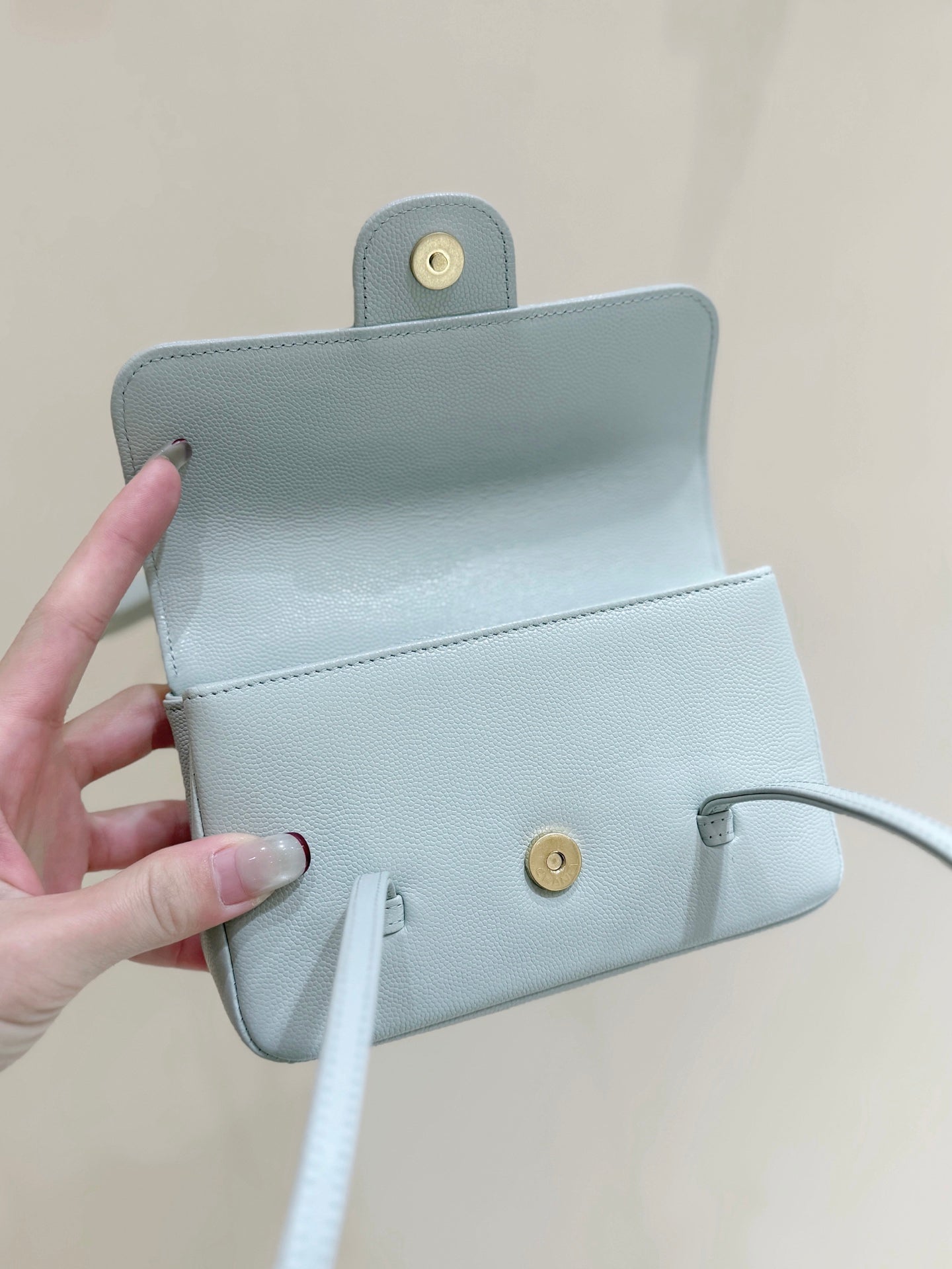 Chanel 26 Shoulder Bag 17 Light Blue Caviar Leather 349528