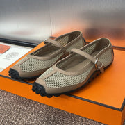 HM 25C Kichu Ballet Flat Tortilla Brown Fabric with Calfskin 208281