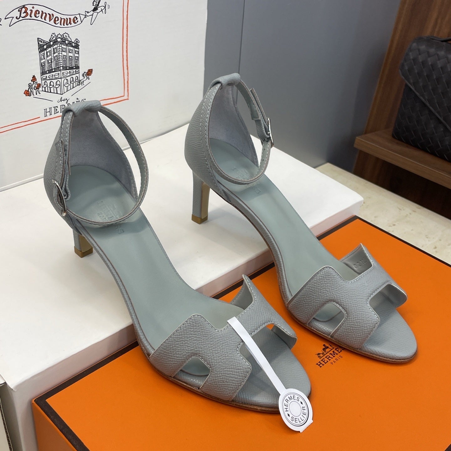 HM 26ss High Heel Sandals 70 Ash Gray Cowhide 607124