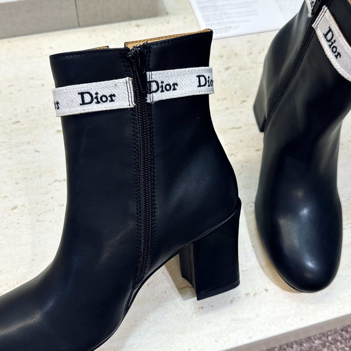 Dior 2026 Heeled Ankle Boots 80mm Black Calfskin 959182