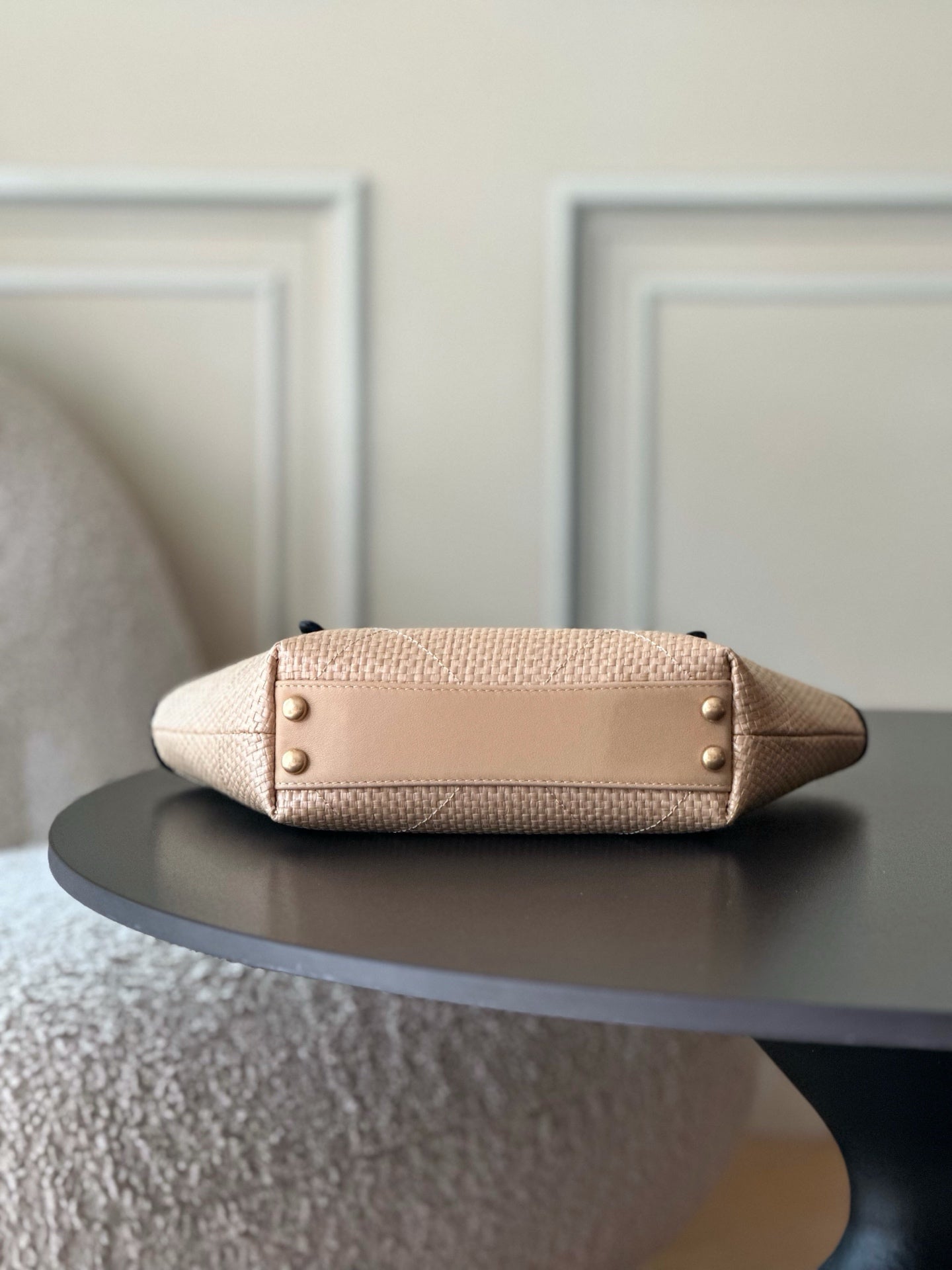 Chanel 2025 Maxi Hobo Bag 31cm Dark Beige mix Black Straw Leather 320858