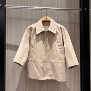 Gucci Short-sleeved Jacket Top Beige Polyester Fiber