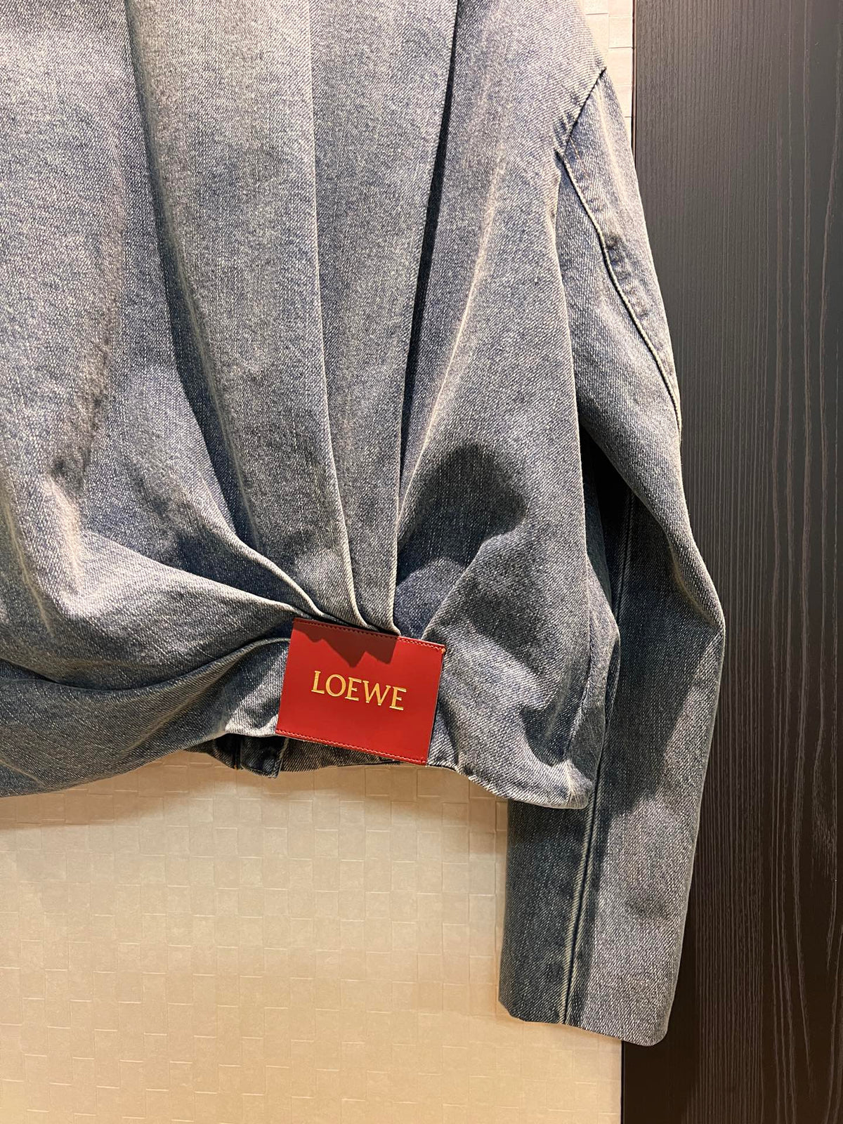 Loewe Draped Denim Jacket Blue Cotton