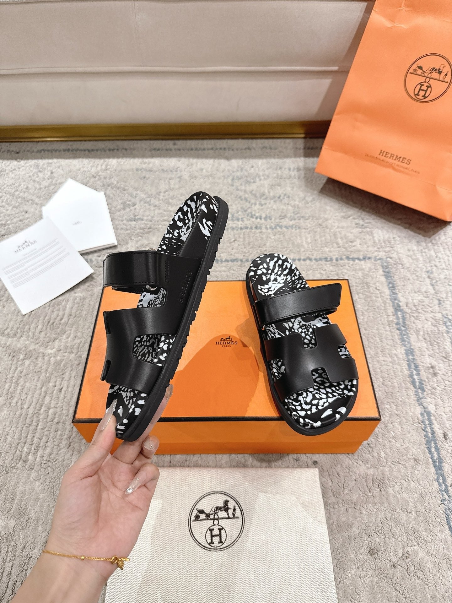 Hermes 2026 Chypre Sandal With Leopard Print 842028