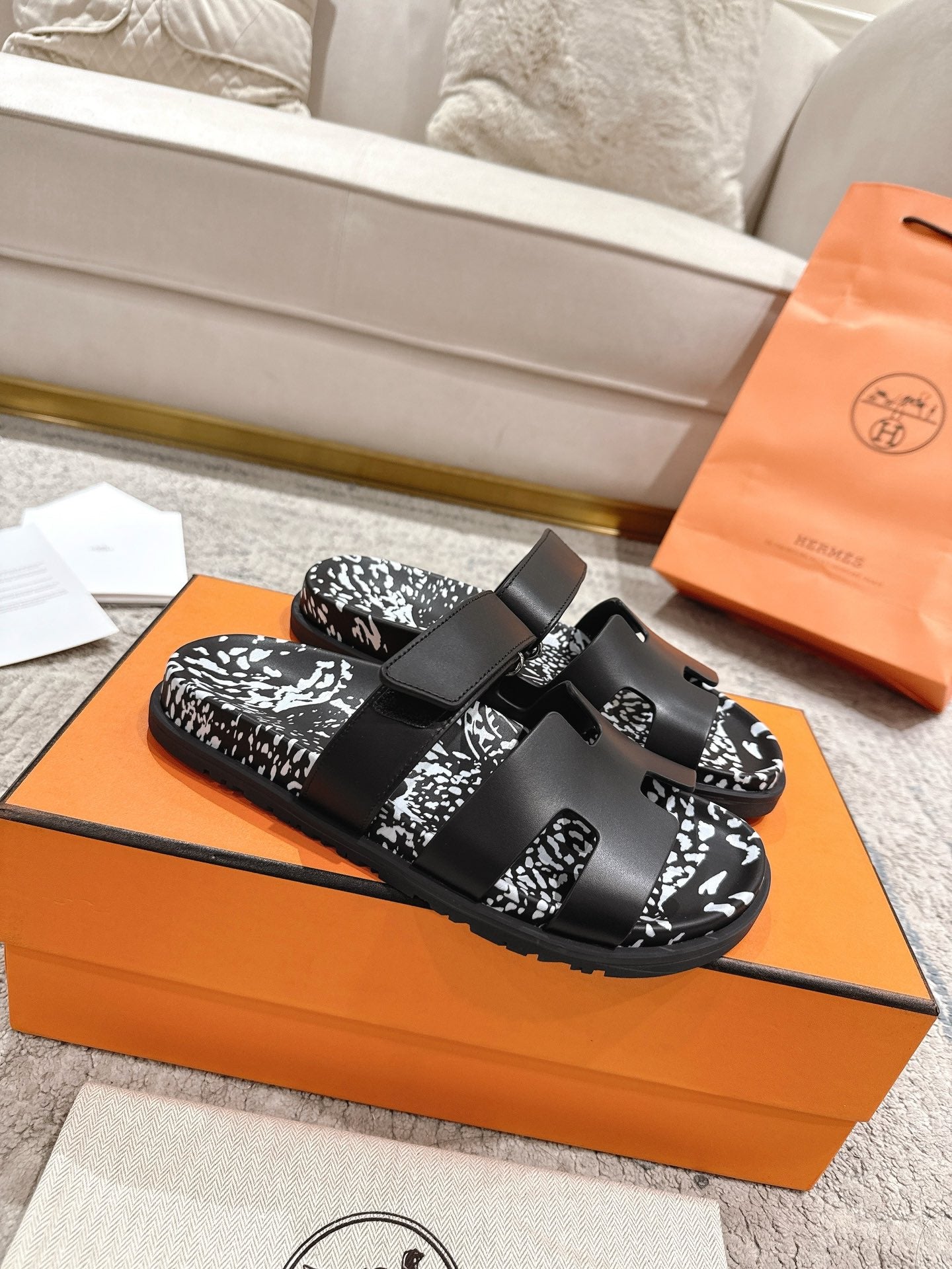Hermes 2026 Chypre Sandal With Leopard Print 842028