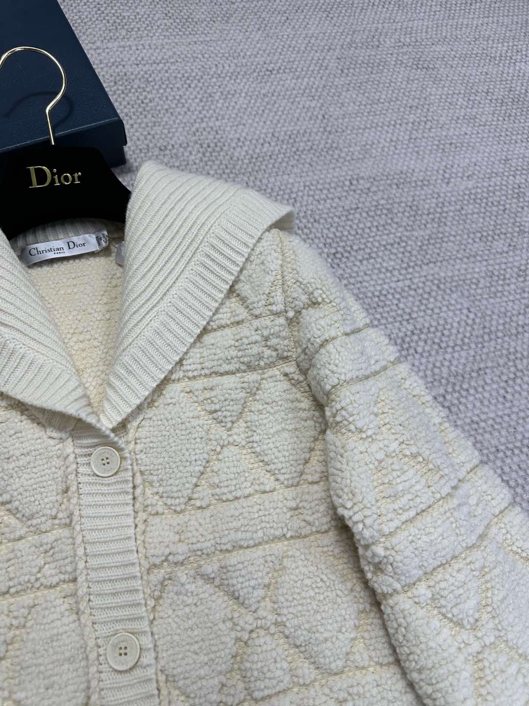 CD Plaid Knitted Jacket White Wool