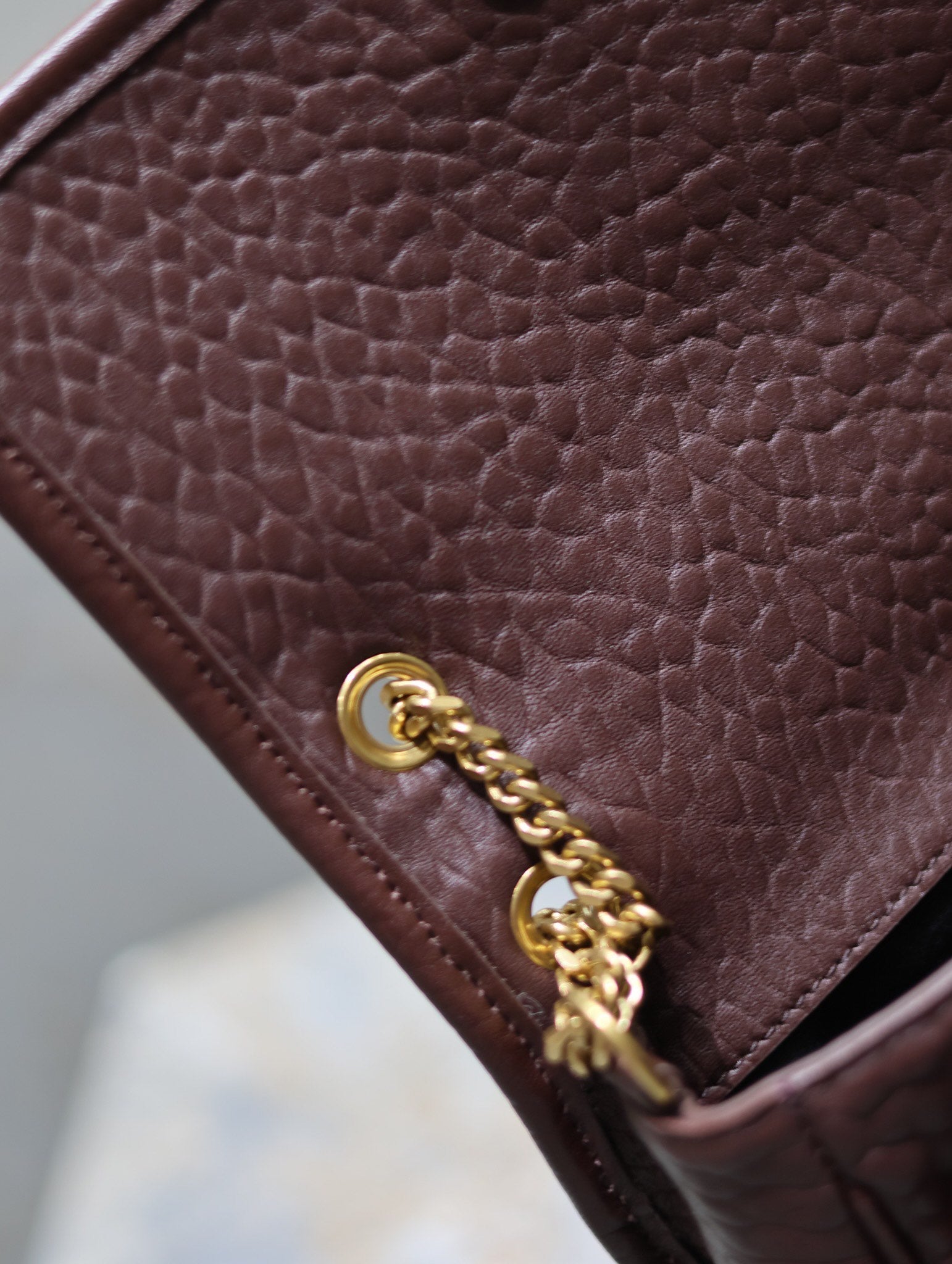 YSL Niki Chain Satchel Bag 22cm Brown Lambskin