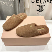 Miu Slippers Peanut Brown Imported Sheepskin