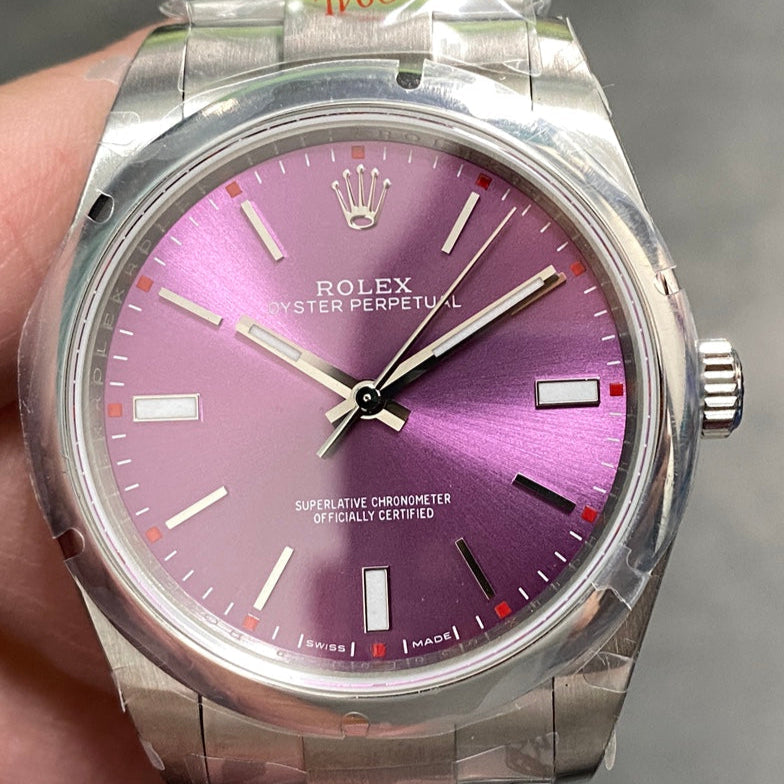 Rolex Oyster Perpetual 39mm Silver Purple Dial