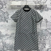 CD 25 Short-sleeved Dress Black White Cotton