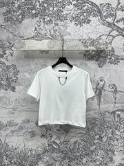 LV 25 Short-Sleeved T-shirt Back Logo Print White Cotton