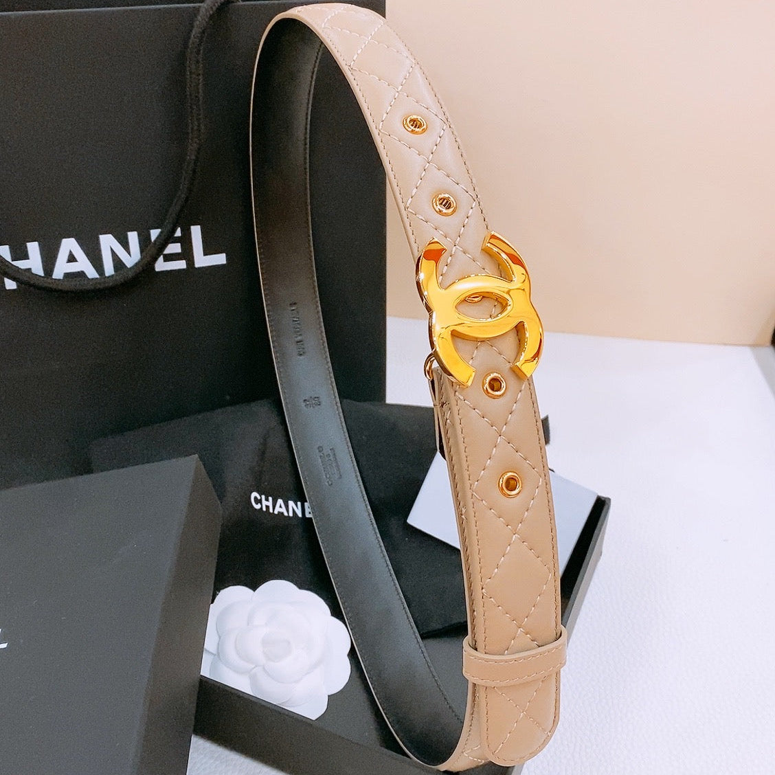Chanel 2026 Quilted CC Buckle Belt 30mm Lambskin