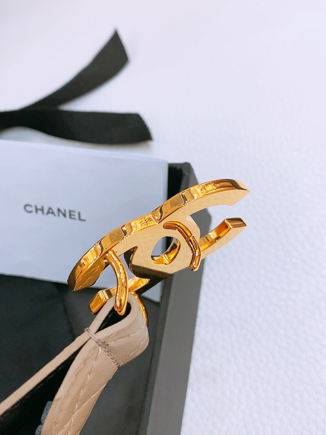 Chanel 2026 Quilted CC Buckle Belt 30mm Lambskin