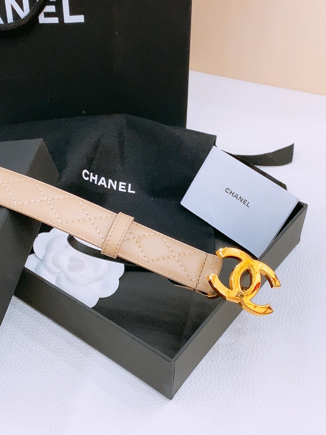 Chanel 2026 Quilted CC Buckle Belt 30mm Lambskin