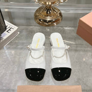 Miu 25C Flat Mule White Patent Leather 235306
