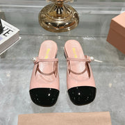 Miu 25C Flat Mule Pink Pastel Patent Leather 235309