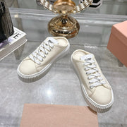 Miu 25C Sneaker Mules Ivory Demin Fabric 235317