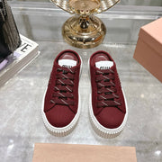 Miu 25C Sneaker Mules Maroon Red Demin Fabric 235318