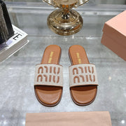 Miu Slippers Brown Leather 235321