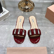 Miu 25C Slippers Red Patent Leather 235323