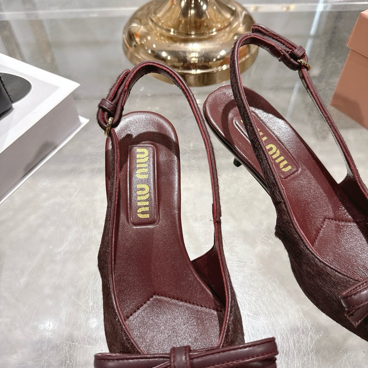 Miu 26 High Heel Slingback 45 Burgundy Suede Leather 592096
