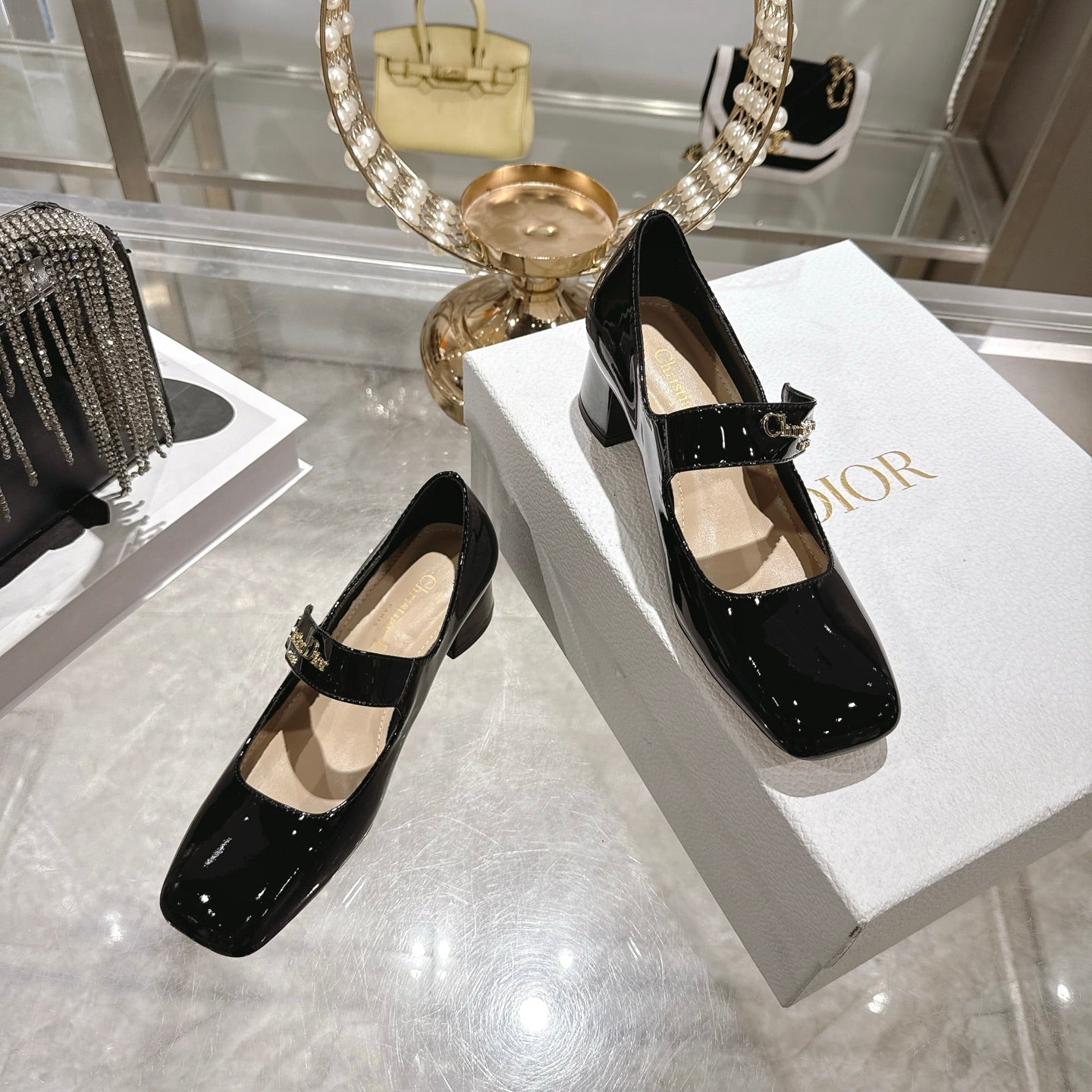 CD 26 Lolita High Heels 40 Black Patent Leather 592210