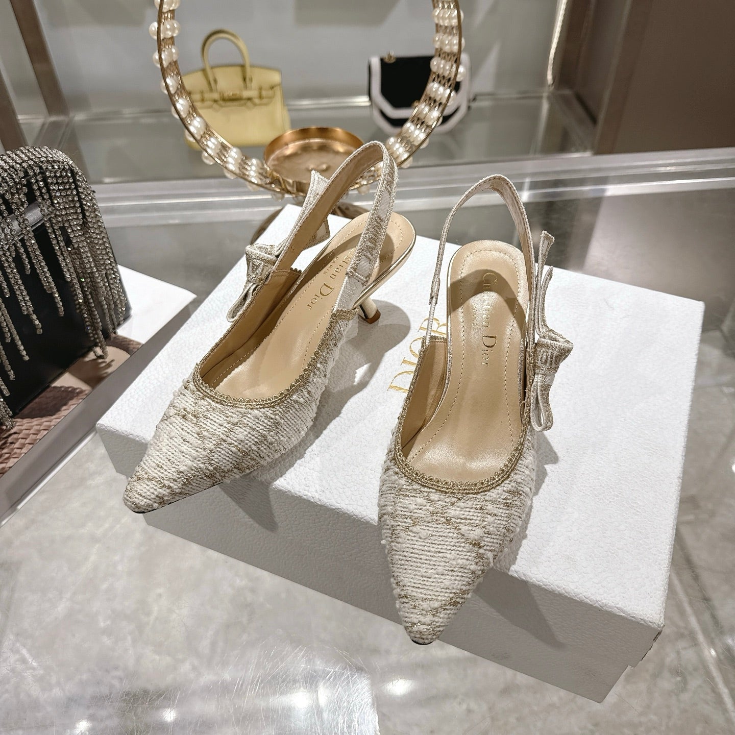 CD 26 Slingback 45mm Ivory Tweed 592236