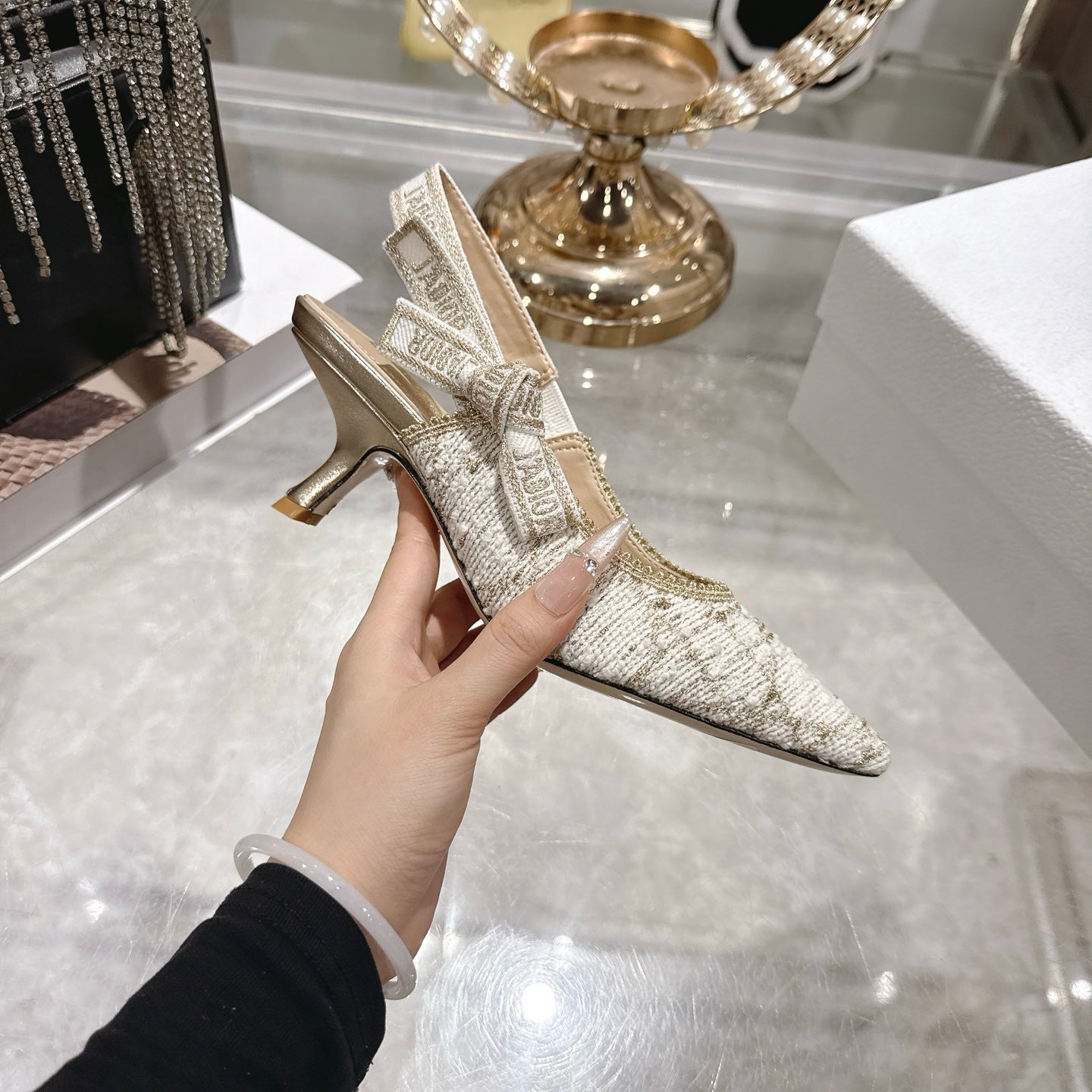 CD 26 Slingback 45mm Ivory Tweed 592236