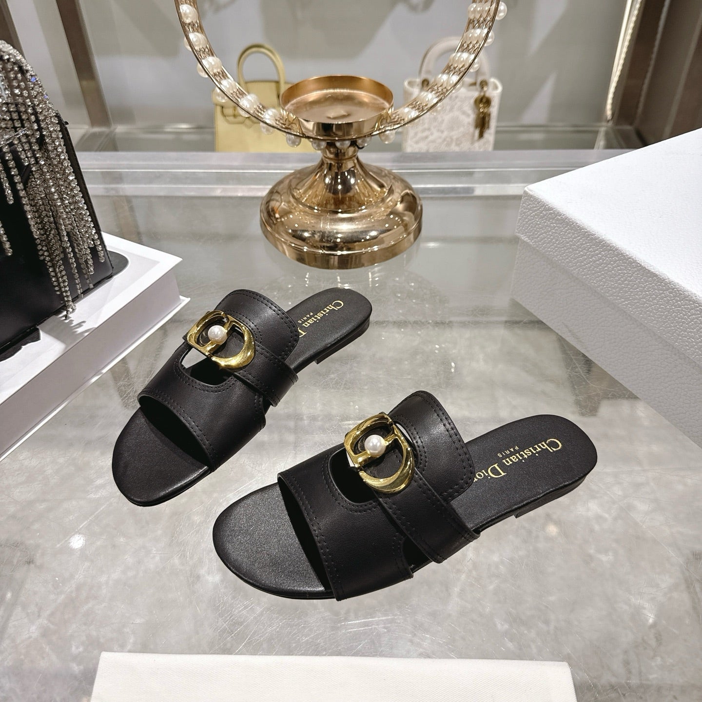 CD 26 Chunky Heel Sandals Black Leather 592273