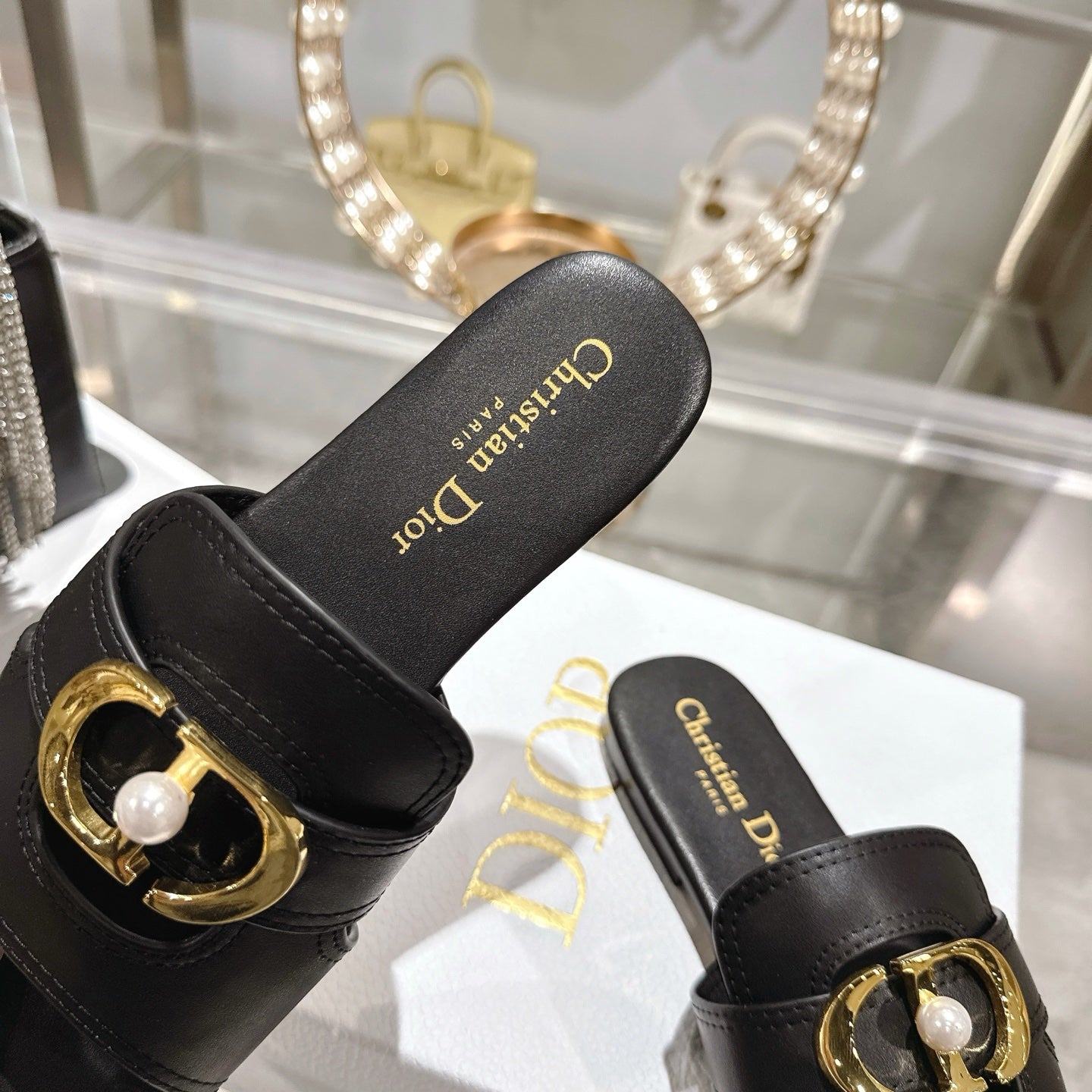 CD 26 Chunky Heel Sandals Black Leather 592273