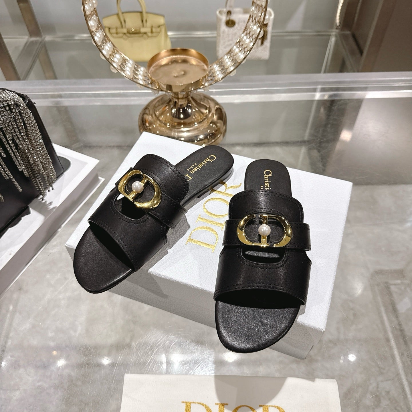 CD 26 Chunky Heel Sandals Black Leather 592273