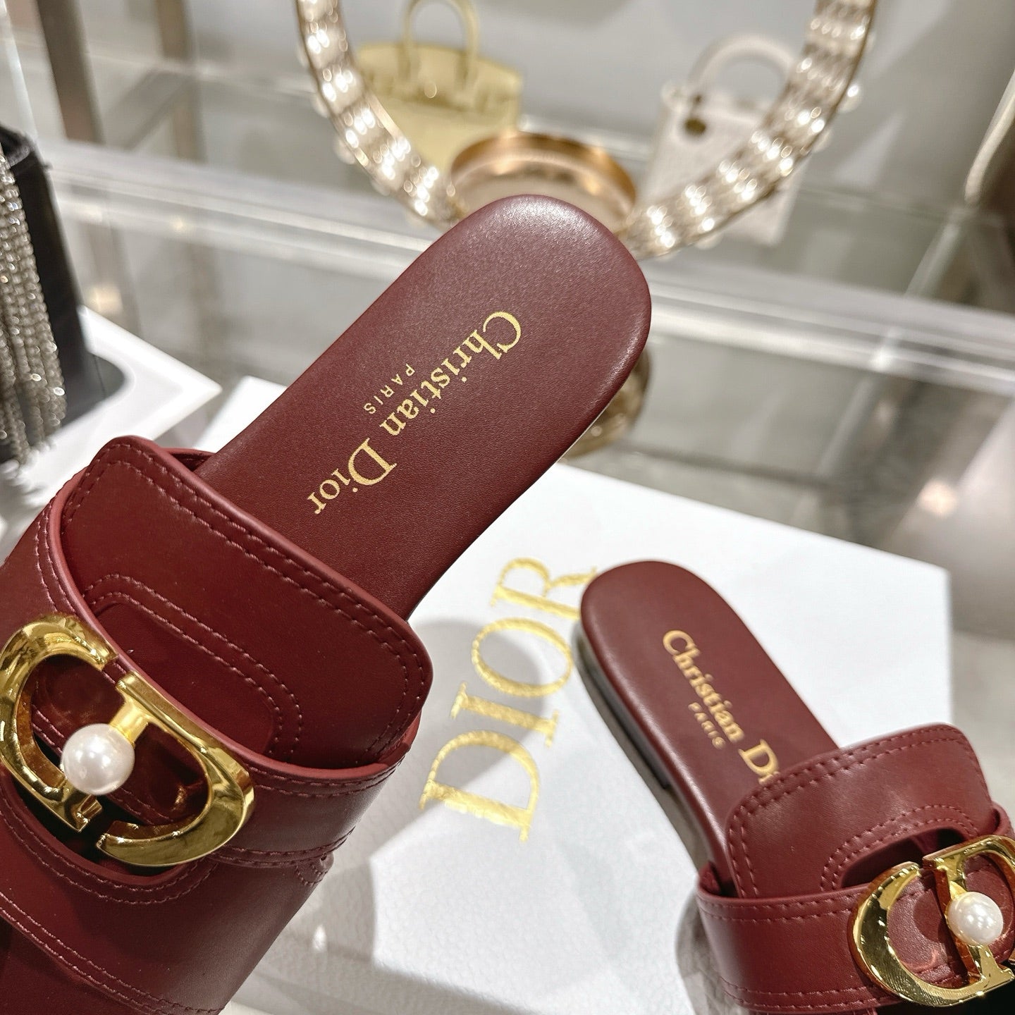 CD 26 Chunky Heel Sandals Burgundy Leather 592274