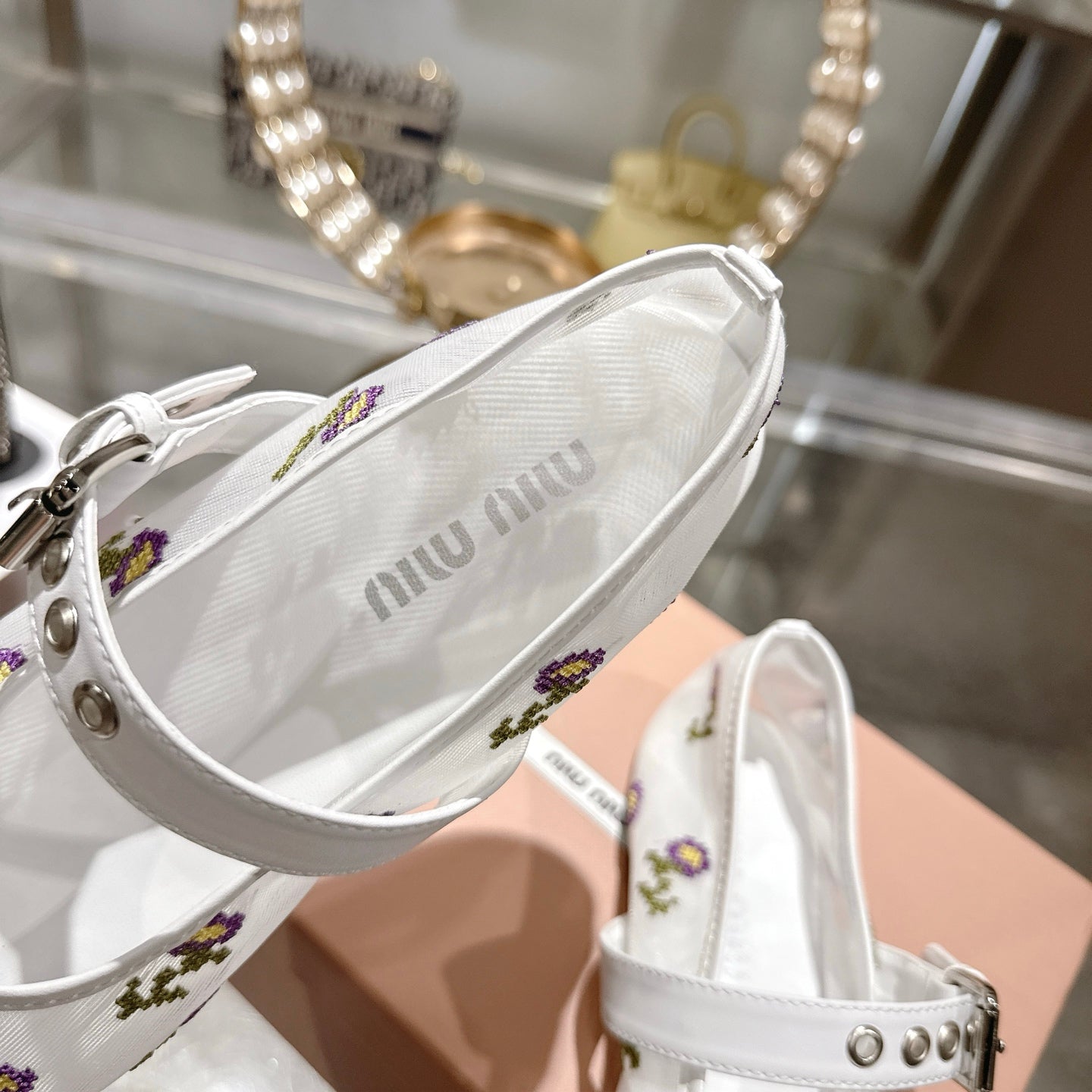Miumiu 2026 Embroidered Ballet Flats Mesh 951512