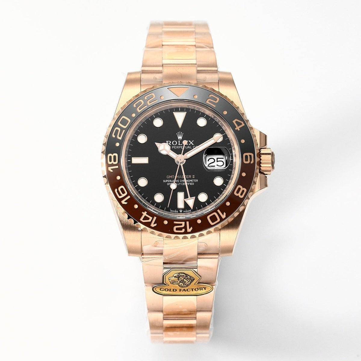 Rolex 25 GMT- Master 40mm Pink Gold Black Dial