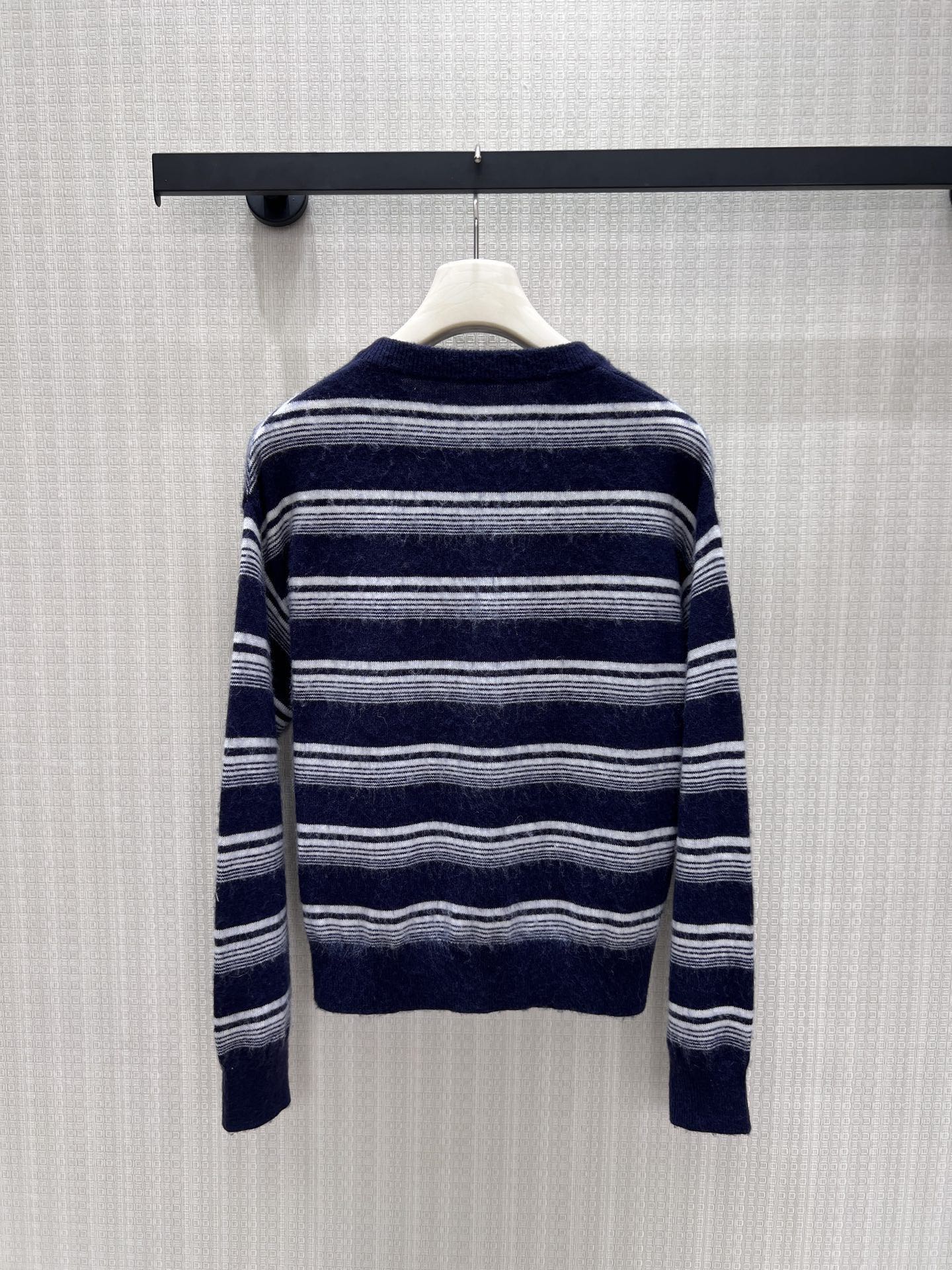 Miumiu 2026 Cardigan Navy Blue mix White Wool 425512