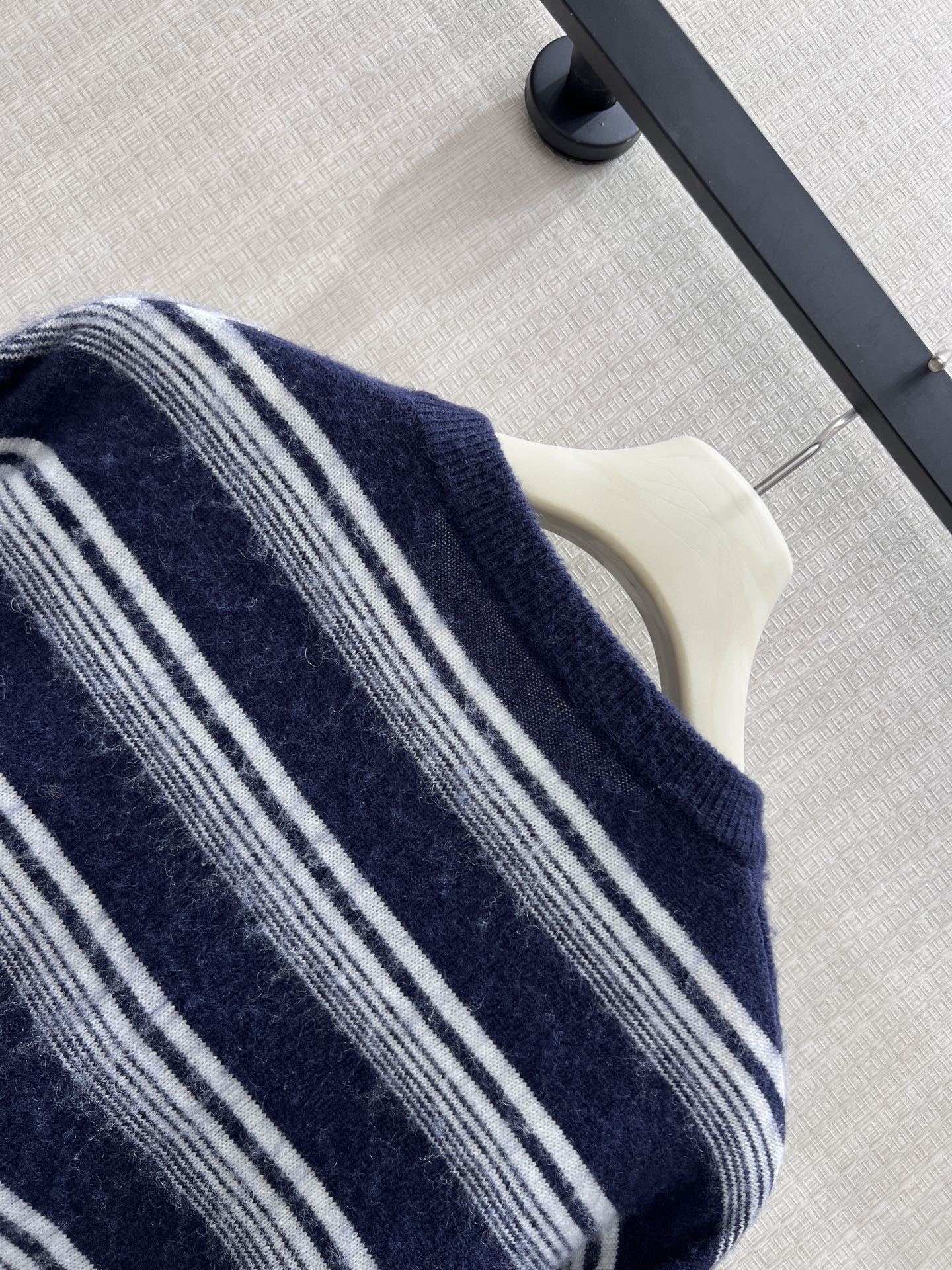Miumiu 2026 Cardigan Navy Blue mix White Wool 425512